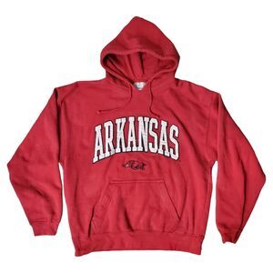 ARKANSAS RAZORBACKS Sweater Adult Medium Red Spell Out Hoodie College Football